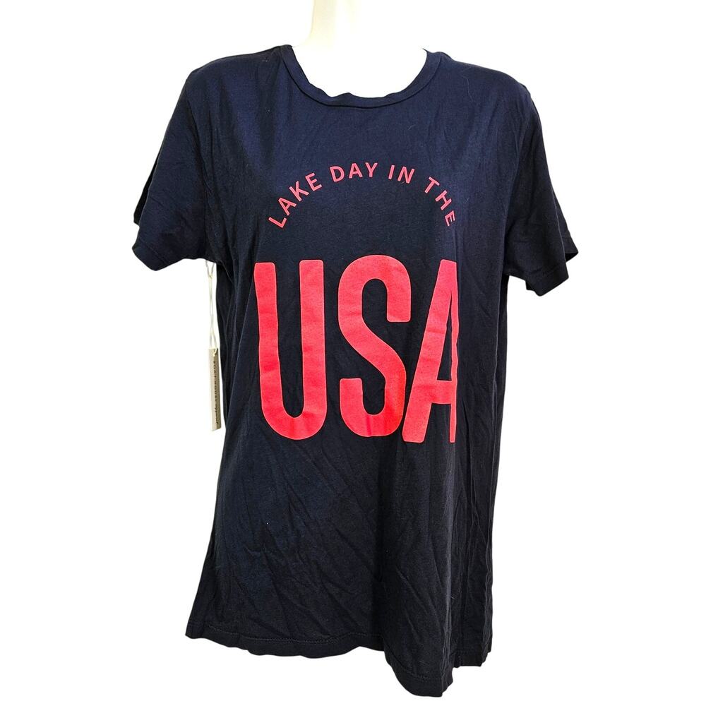 Boat House Apparel Lake Day in The USA T Shirt Size S NWT Blue and Red Preppy‎